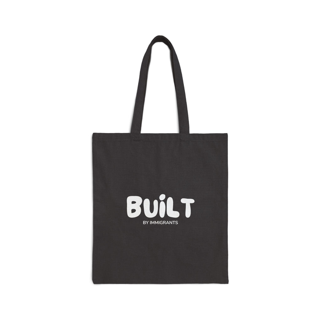 Black Tote Bag  "Built by Immigrants" | Cotton Canvas Market Tote