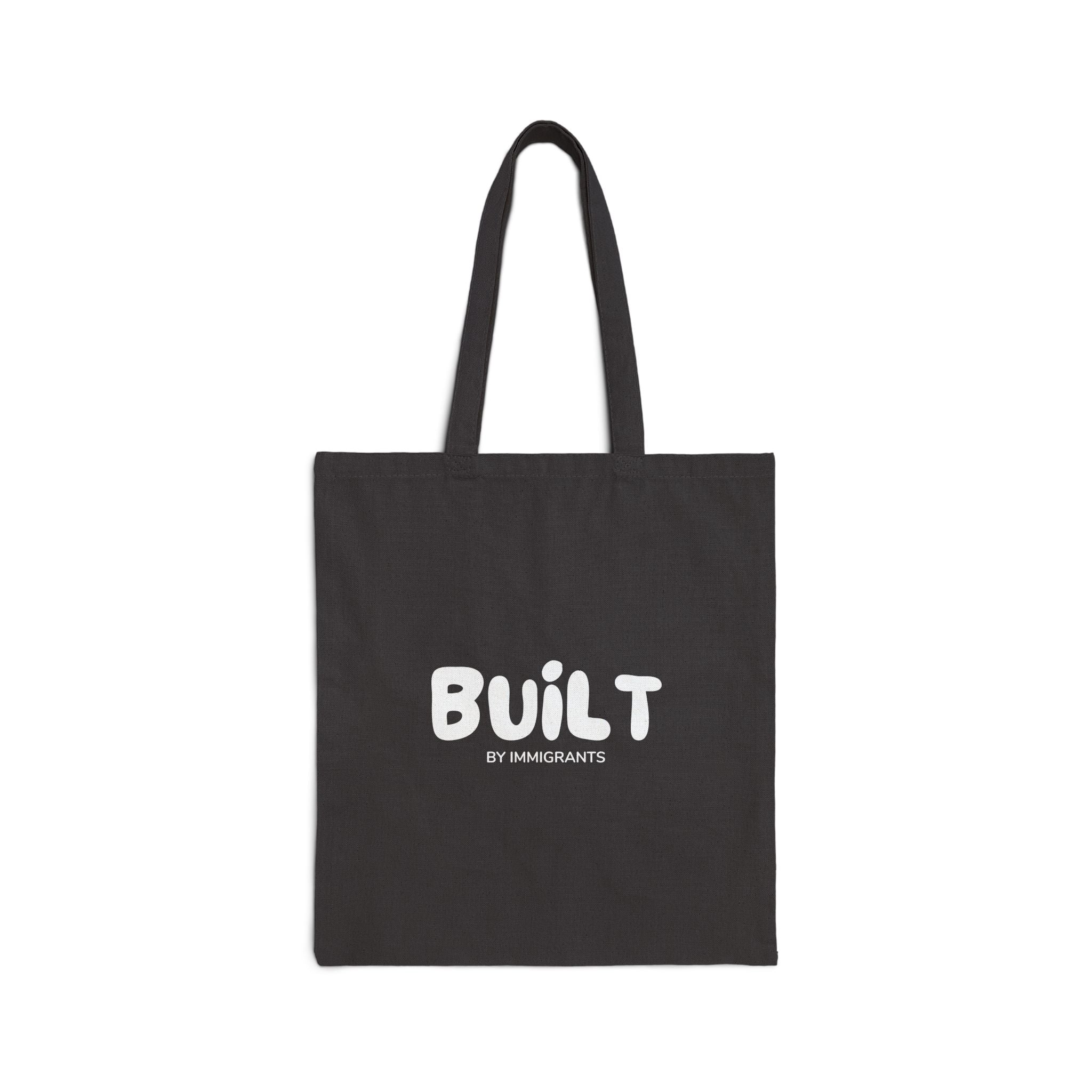 Black Tote Bag  "Built by Immigrants" | Cotton Canvas Market Tote