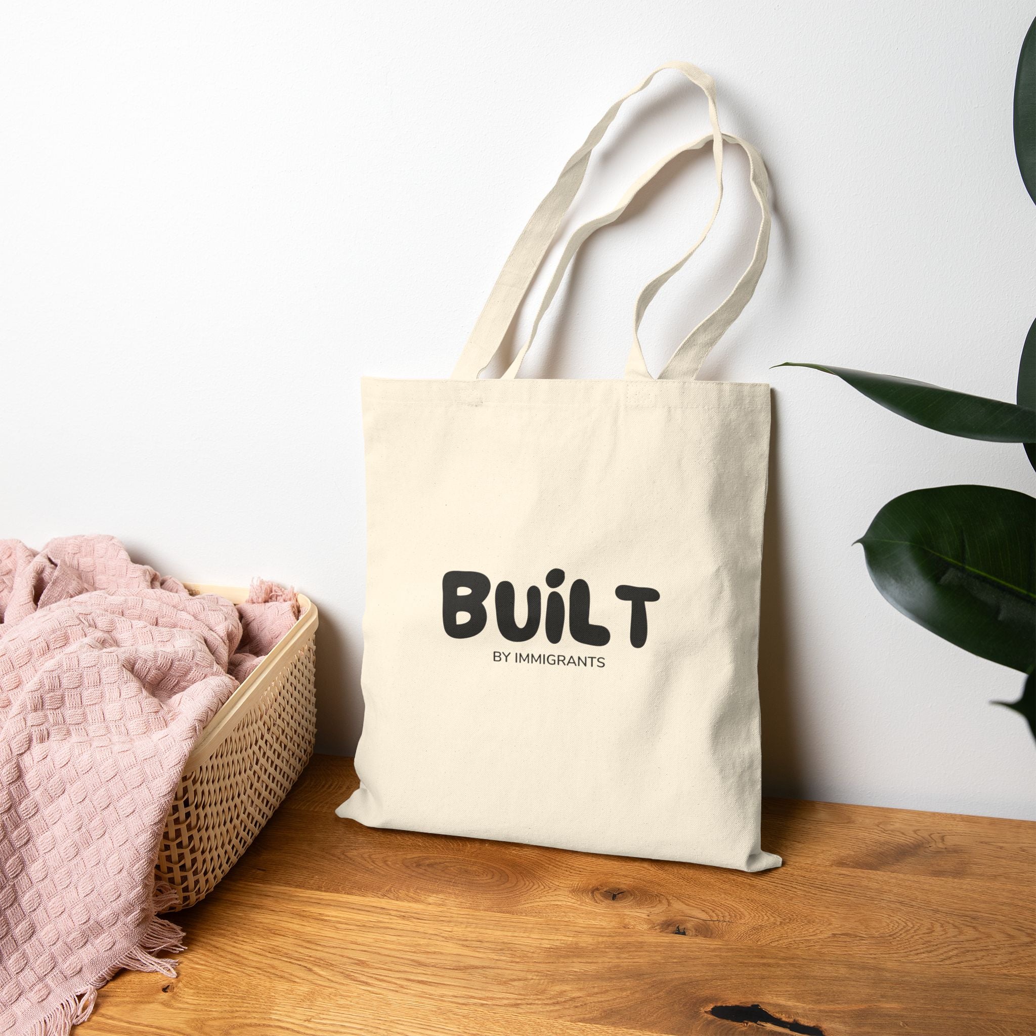 Built by Immigrants Tote Bag | Minimalist Cotton Canvas Tote | Social Justice Statement Bag | Reusable Everyday Market Tote