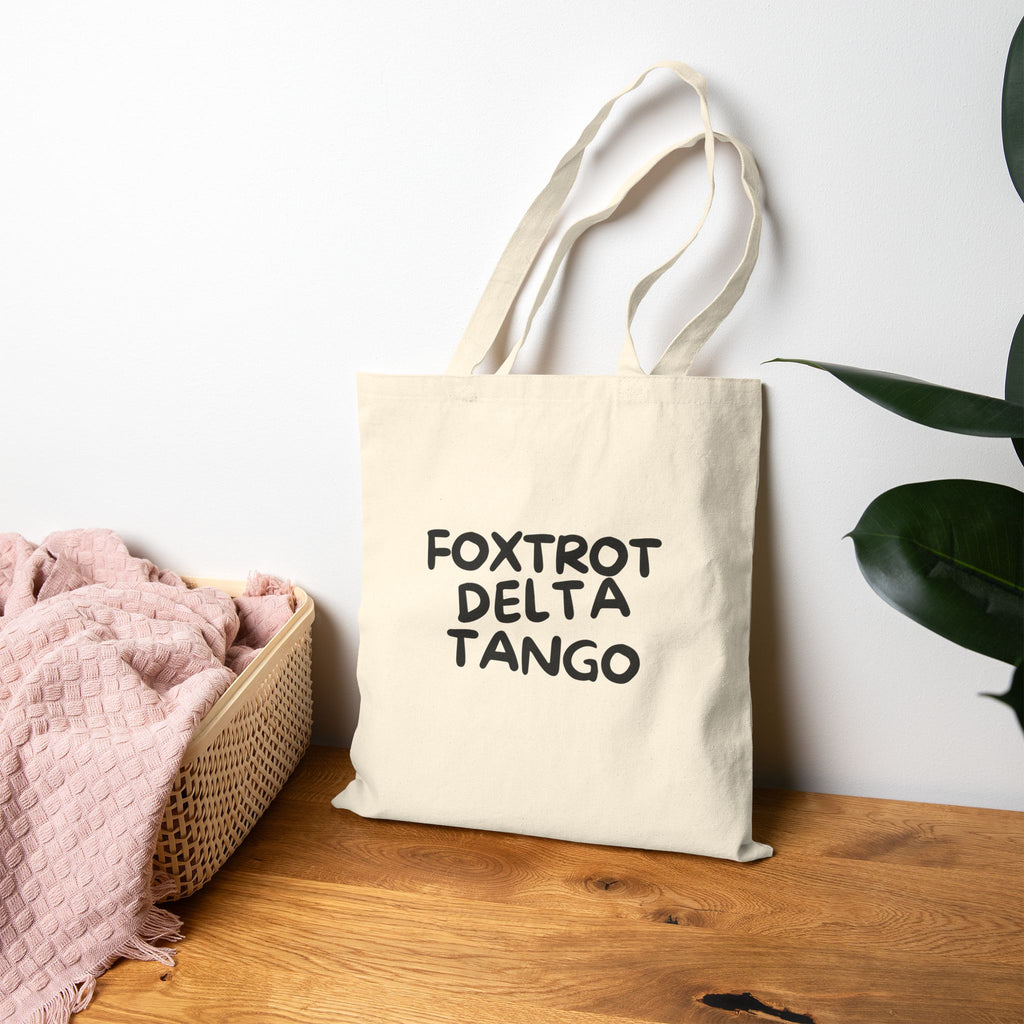 Foxtrot Delta Tango Tote Bag | Coded Protest Canvas Tote | Subtle Statement Market Bag