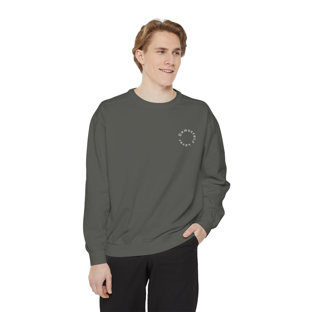 Democracy Lover Sweatshirt | Minimalist Political Crewneck | Soft Neutral Activism Pullover