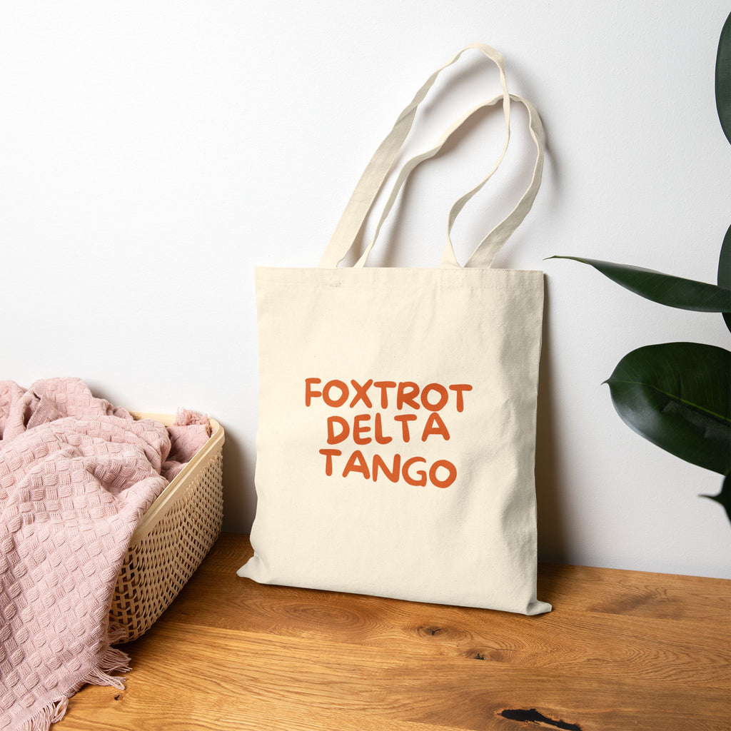 Foxtrot Delta Tango Tote Bag | Subtle Political Statement Canvas Tote | Minimalist Cotton Reusable Bag