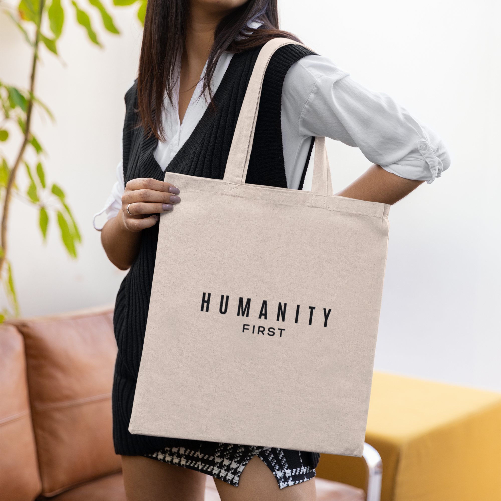 Humanity First Canvas Tote Bag | Minimalist Social Justice Tote | Ethical Statement Reusable Bag