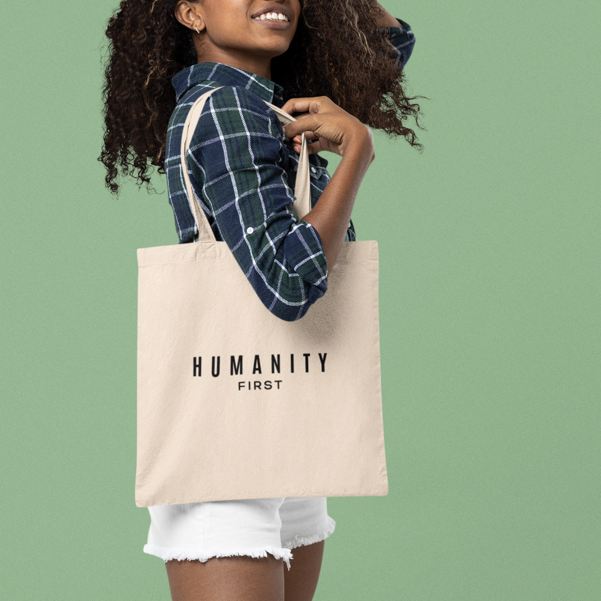 Humanity First Canvas Tote Bag | Minimalist Social Justice Tote | Ethical Statement Reusable Bag