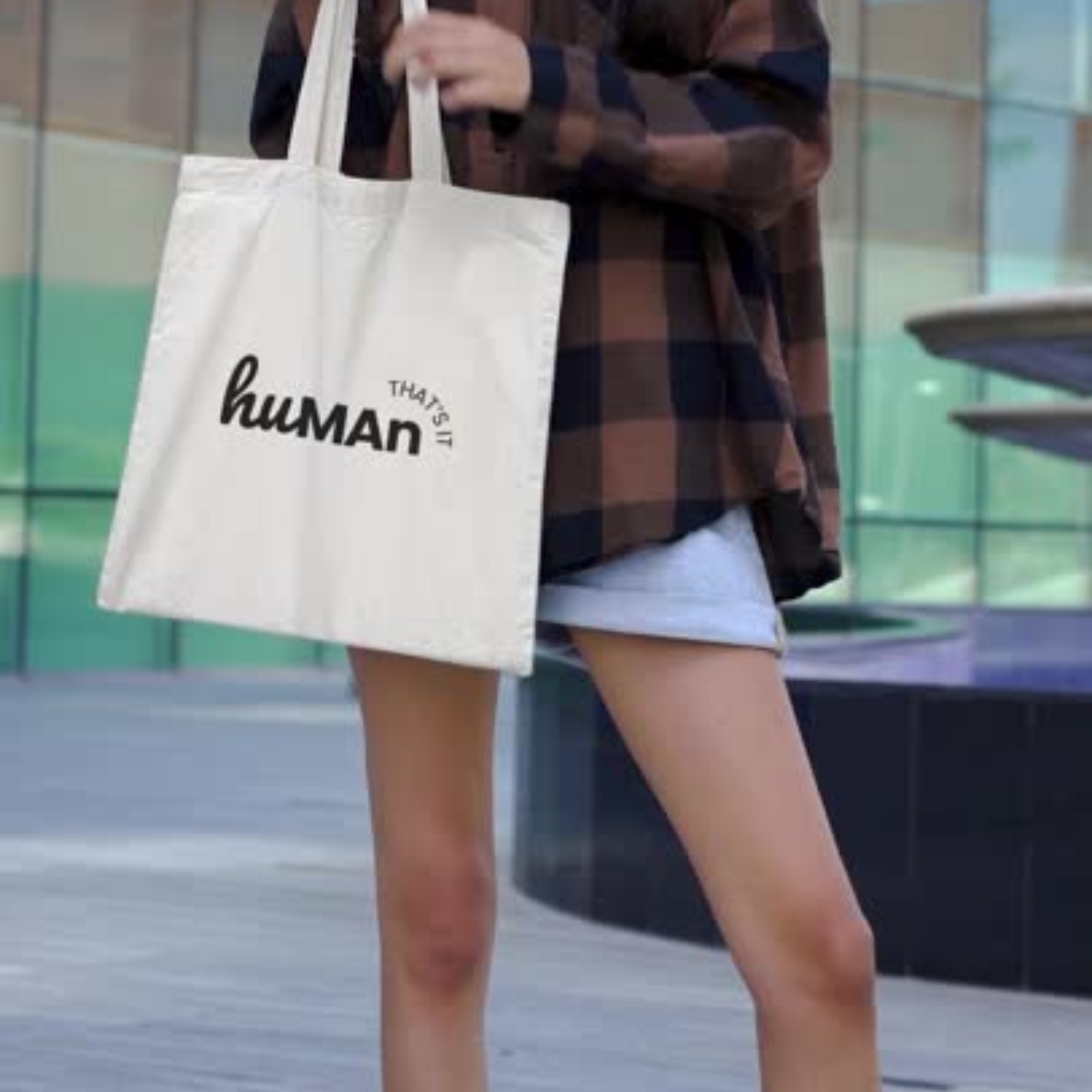 Human Thats It Canvas Tote Bag | Minimalist Human Rights Tote | Ethical Statement Reusable Bag