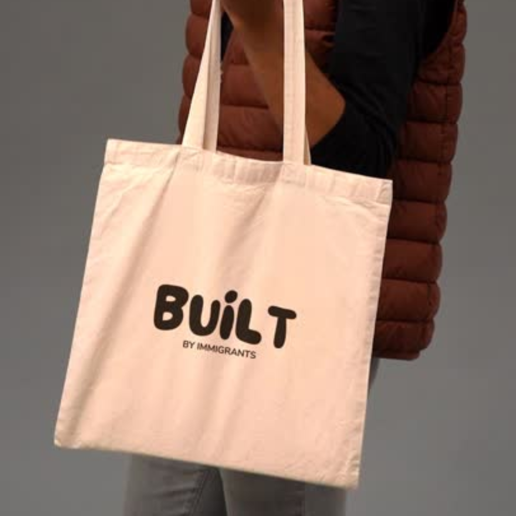 Built by Immigrants Tote Bag | Minimalist Cotton Canvas Tote | Social Justice Statement Bag | Reusable Everyday Market Tote