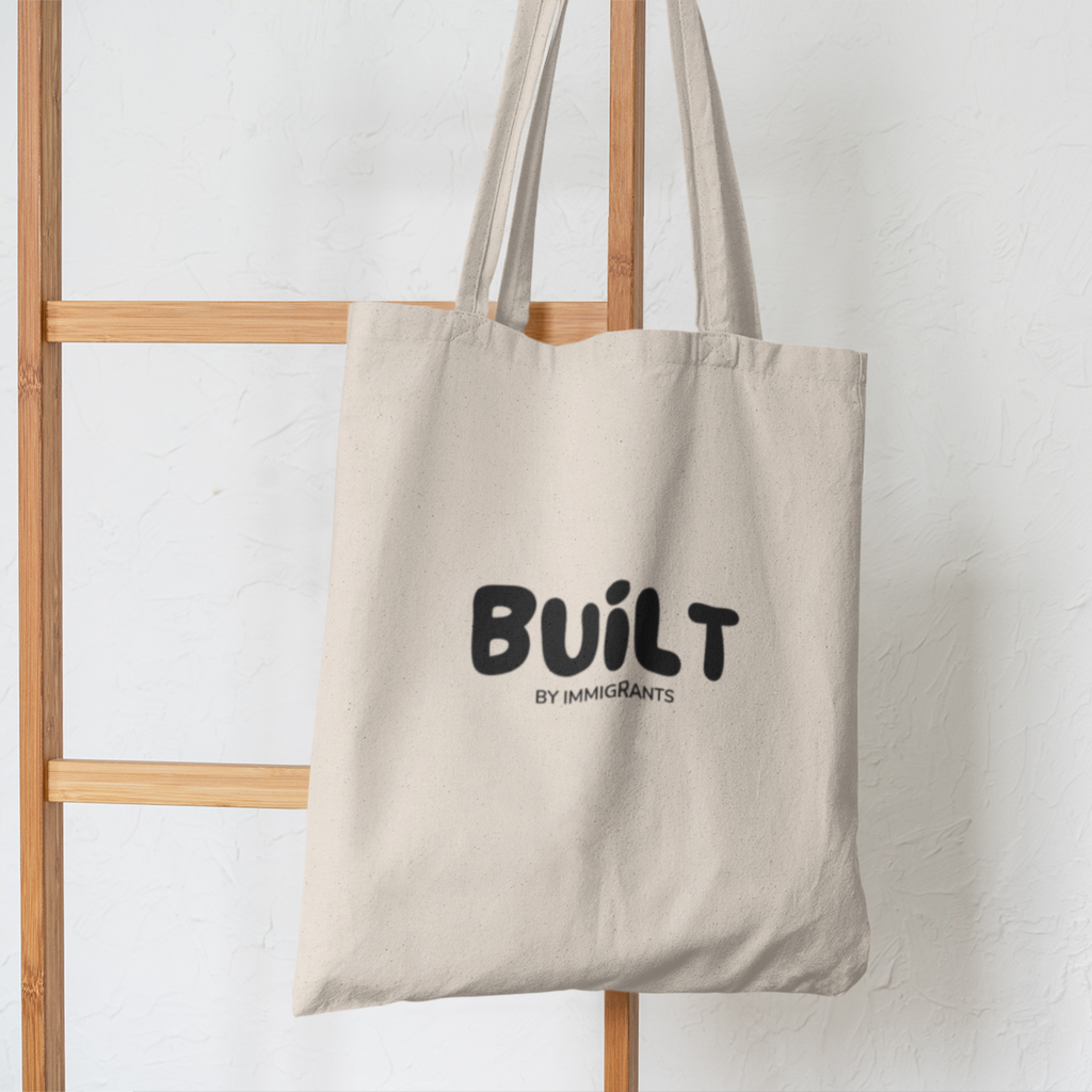Built by Immigrants Tote Bag | Minimalist Cotton Canvas Tote | Social Justice Statement Bag | Reusable Everyday Market Tote
