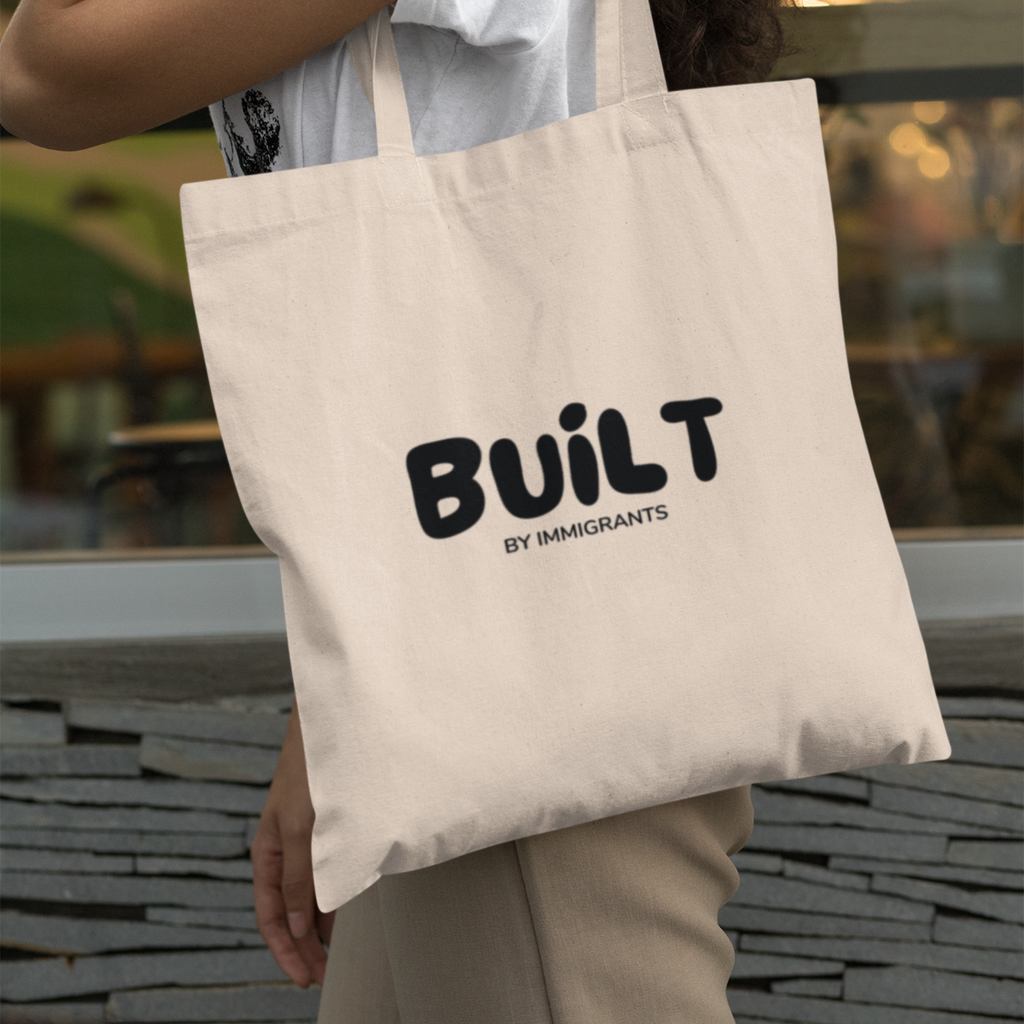 Built by Immigrants Tote Bag | Minimalist Cotton Canvas Tote | Social Justice Statement Bag | Reusable Everyday Market Tote