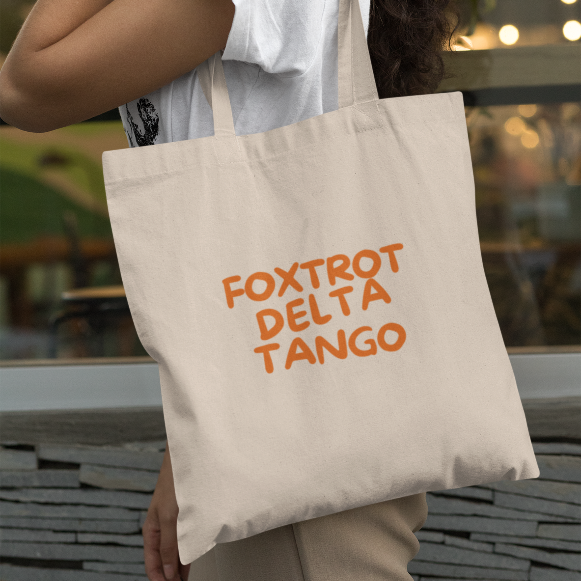 Foxtrot Delta Tango Tote Bag | Subtle Political Statement Canvas Tote | Minimalist Cotton Reusable Bag