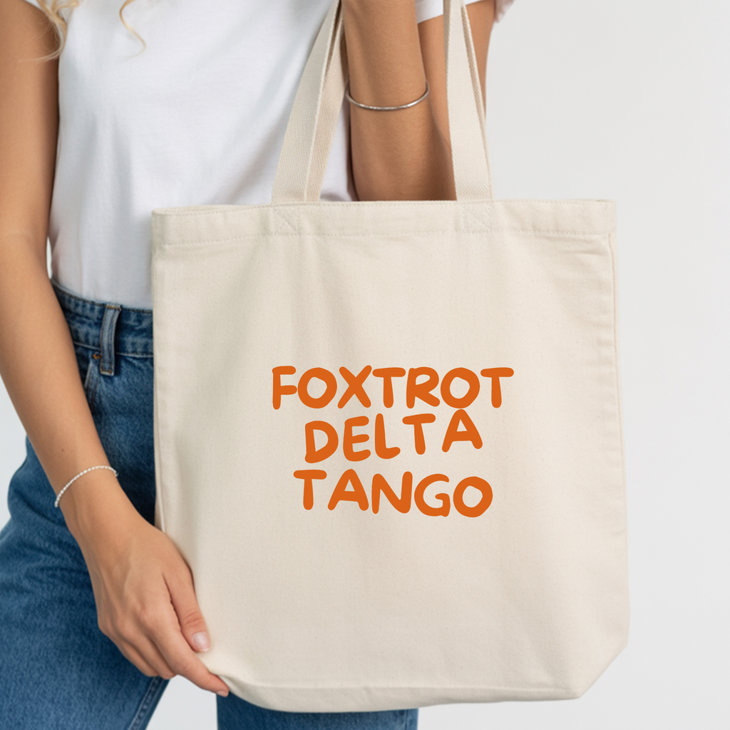 Foxtrot Delta Tango Tote Bag | Subtle Political Statement Canvas Tote | Minimalist Cotton Reusable Bag