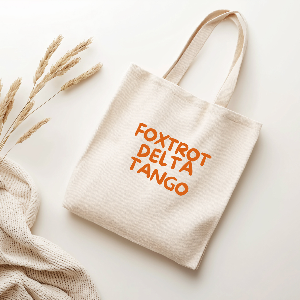 Foxtrot Delta Tango Tote Bag | Subtle Political Statement Canvas Tote | Minimalist Cotton Reusable Bag