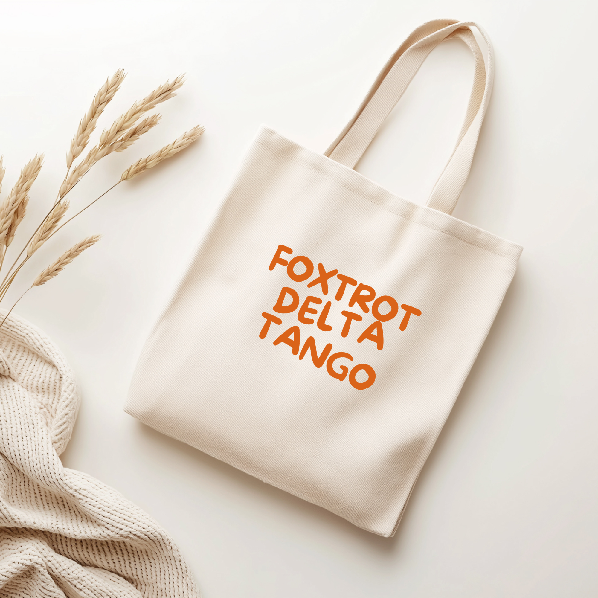 Foxtrot Delta Tango Tote Bag | Subtle Political Statement Canvas Tote | Minimalist Cotton Reusable Bag