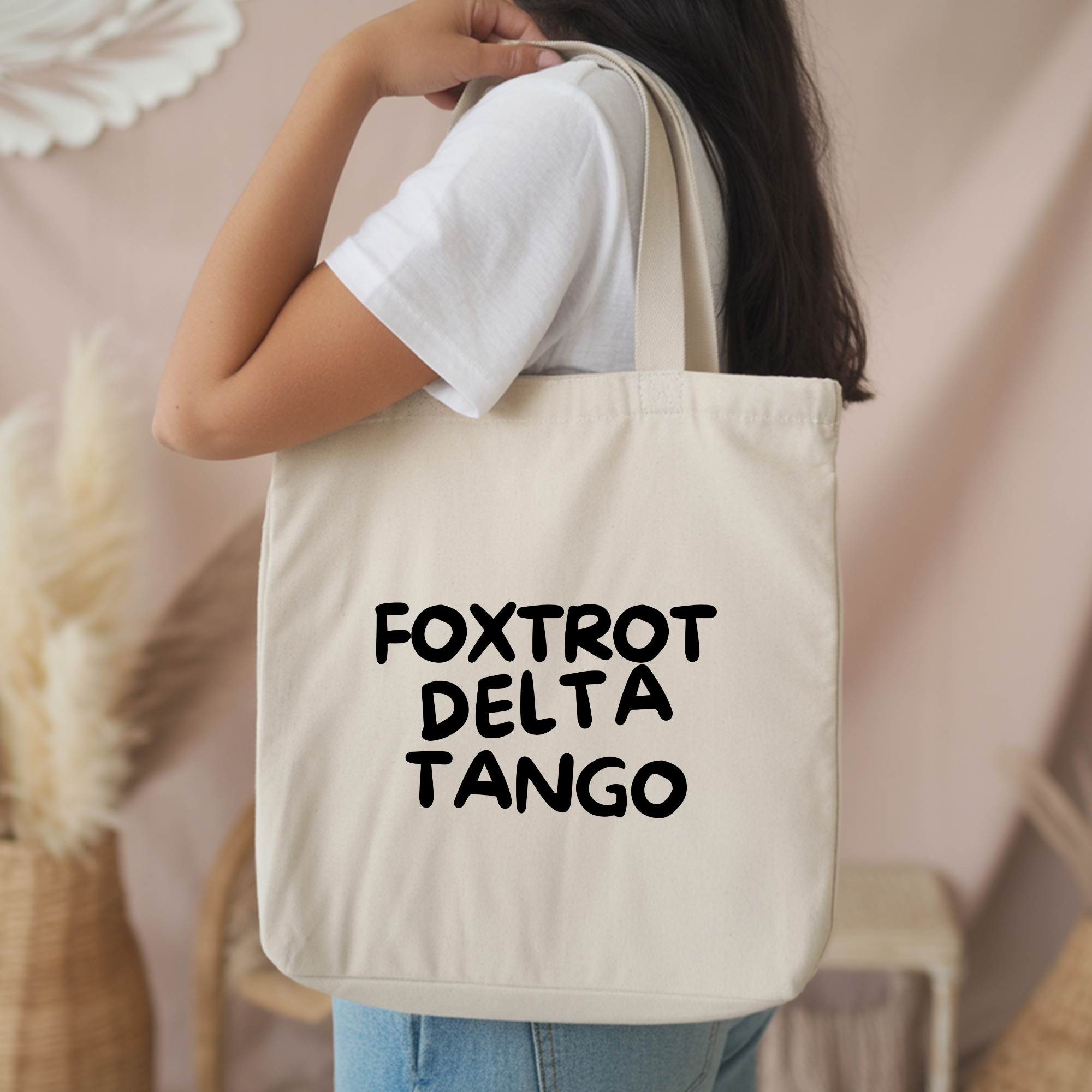 Foxtrot Delta Tango Tote Bag | Coded Protest Canvas Tote | Subtle Statement Market Bag