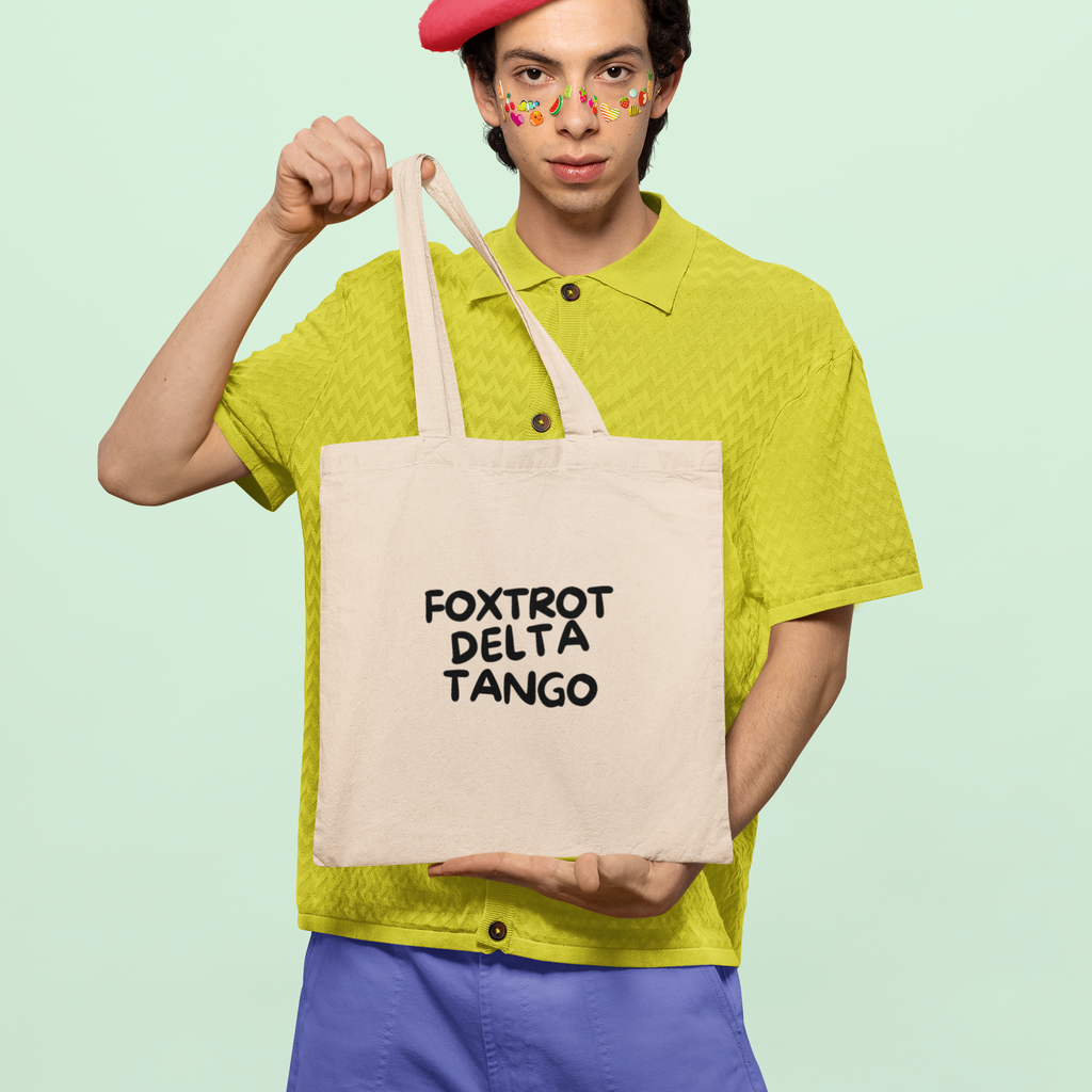 Foxtrot Delta Tango Tote Bag | Coded Protest Canvas Tote | Subtle Statement Market Bag