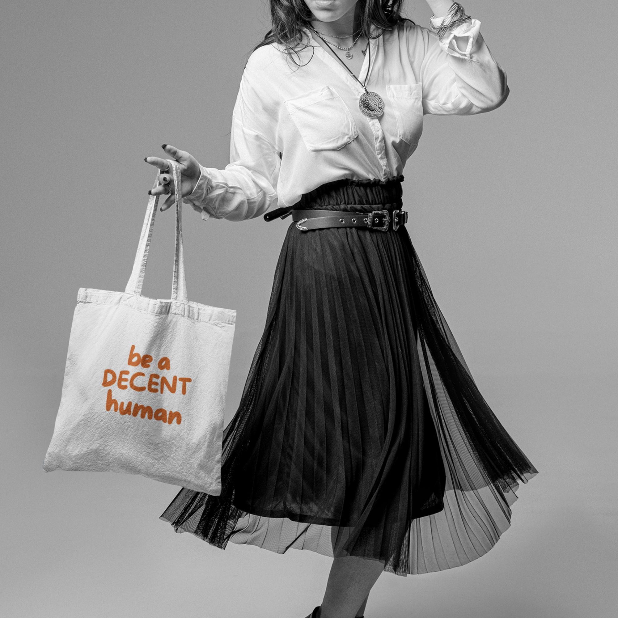 Be a Decent Human Tote Bag | Kindness Message Canvas Tote | Ethical Social Justice Reusable Bag