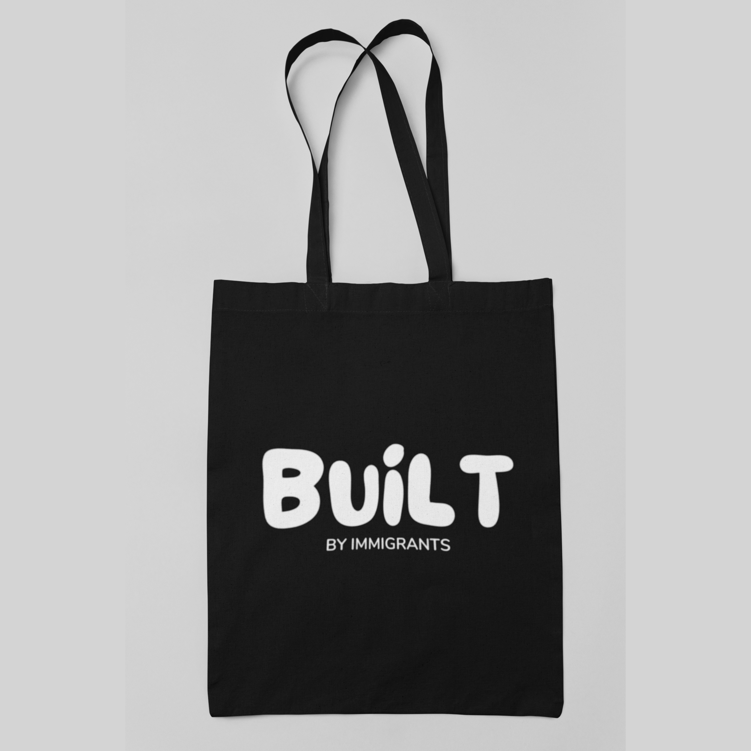 Black Tote Bag  "Built by Immigrants" | Cotton Canvas Market Tote