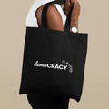 Democracy Is a Verb Tote Bag | Black Canvas Activism Tote | Voting Rights & Civic Engagement Statement Bag | Reusable Political Tote