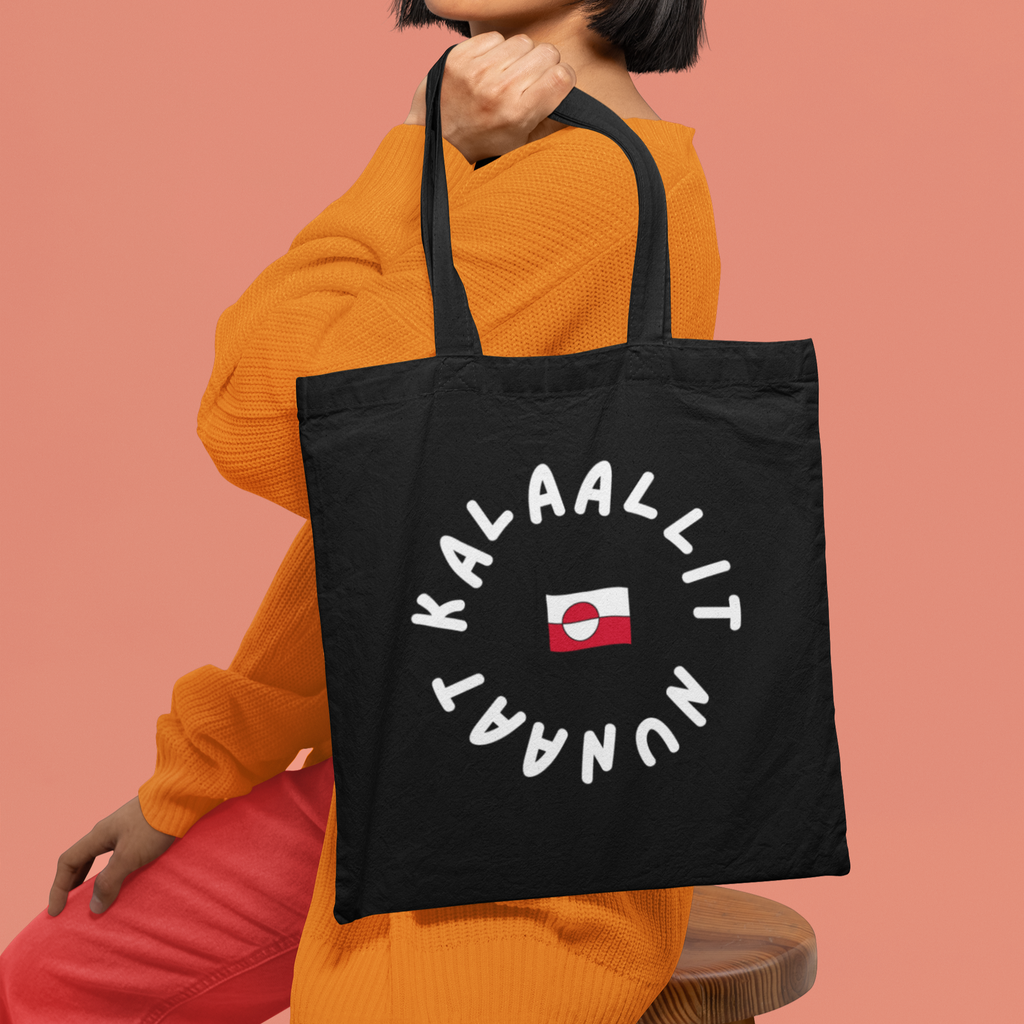 Kalaallit Nunaat Tote Bag | Black Canvas Greenland Pride Tote | Indigenous Identity & Arctic Culture Statement Bag | Reusable Cultural Tote
