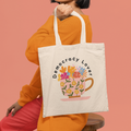 Democracy Lover Natural Canvas Tote Bag | Floral Mug Reusable Tote |  Progressive Gift for Democracy Supporters