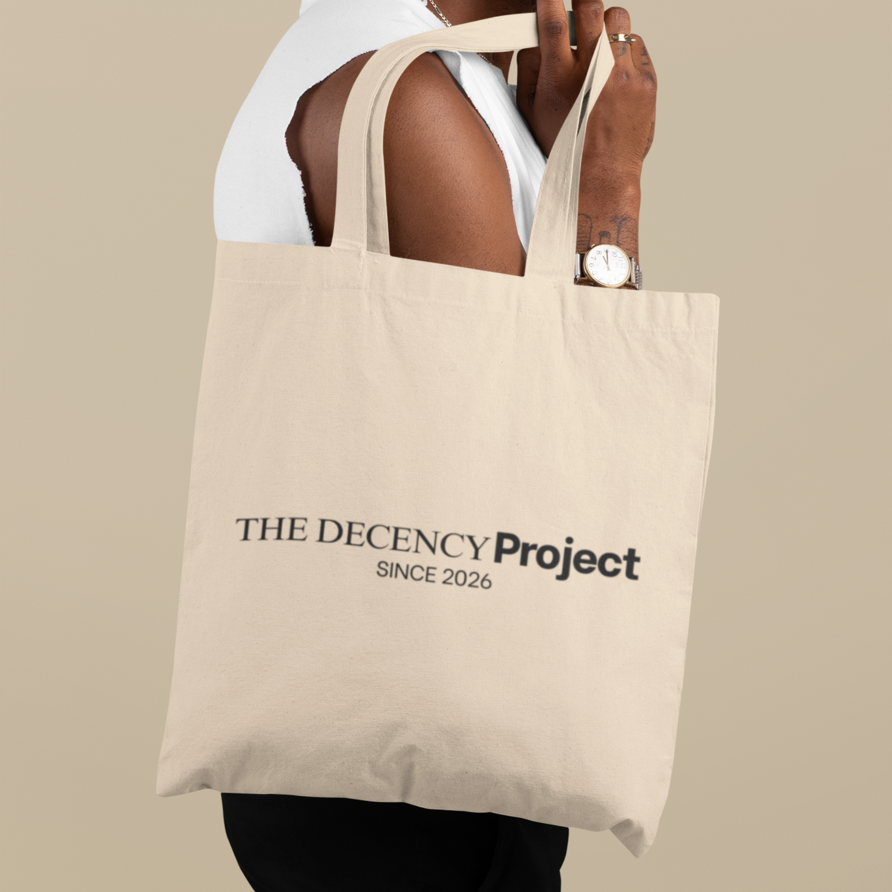 Tote Bag — "The Decency Project" Canvas ShopperThe Decency Project Tote Bag – Natural Canvas Reusable Tote | Minimalist Ethical Tote | Values-Driven Everyday Bag | Conscious Living Accessory