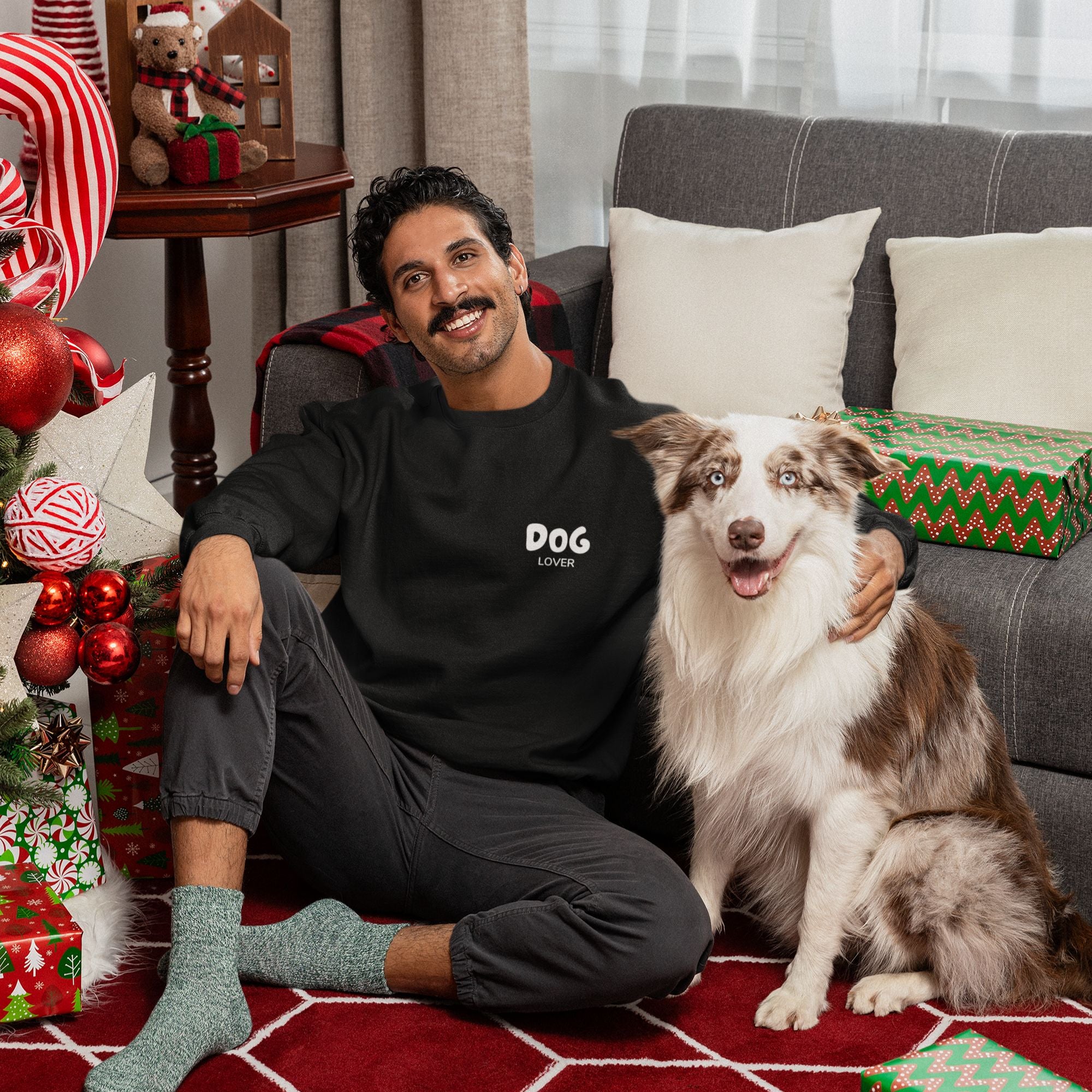 Dog Lover Crewneck Sweatshirt — Small Chest 'DOG' Logo Casual Pullover
