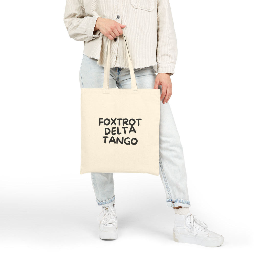 Foxtrot Delta Tango Tote Bag | Coded Protest Canvas Tote | Subtle Statement Market Bag