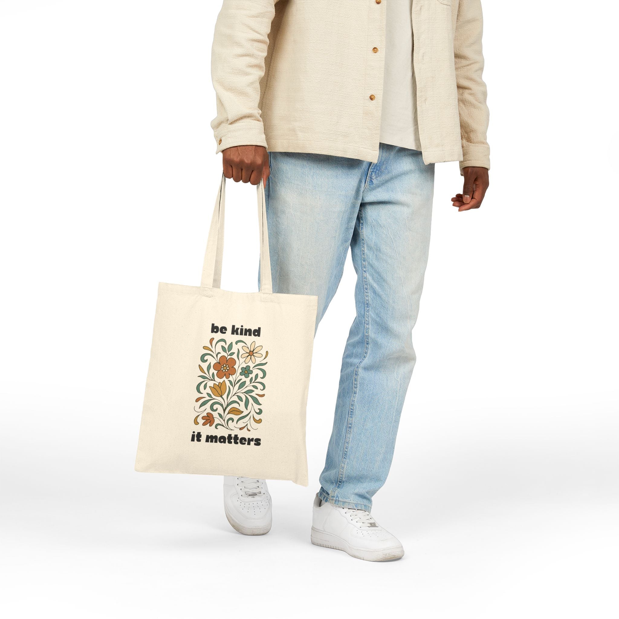 Tote Bag — "Be Kind It Matters" Floral Canvas Tote