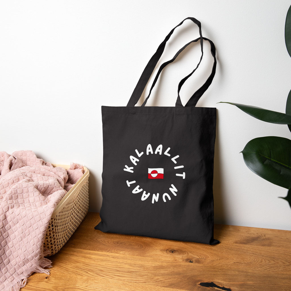 Kalaallit Nunaat Tote Bag | Black Canvas Greenland Pride Tote | Indigenous Identity & Arctic Culture Statement Bag | Reusable Cultural Tote